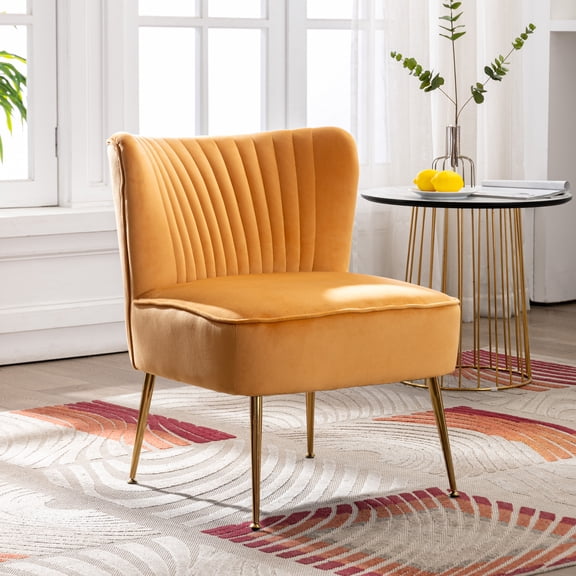 WestinTrends Furniture 25" Wide Tufted Velvet Accent Chair Seat with Gold Metal Legs, All Weather Resistant for Indoor, Den, Dining or Living Room, Bedroom