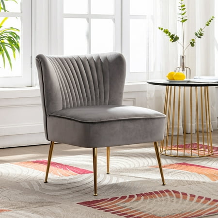 WestinTrends Furniture 25" Wide Tufted Velvet Accent Chair Seat with Gold Metal Legs, All Weather Resistant for Indoor, Den, Dining or Living Room, Bedroom