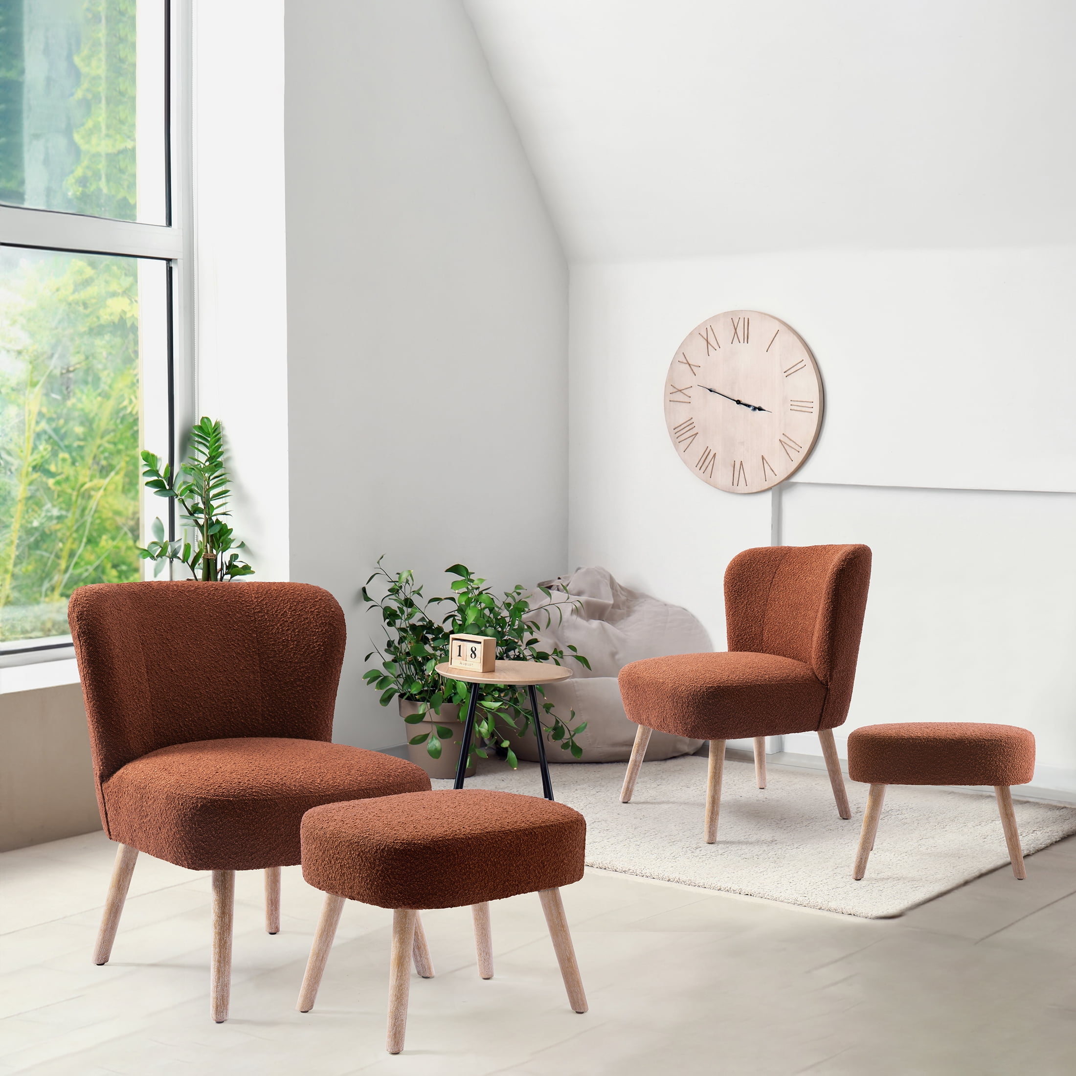 WestinTrends Genevieve 4Piece Set MidCentury Boucle Accent Chairs