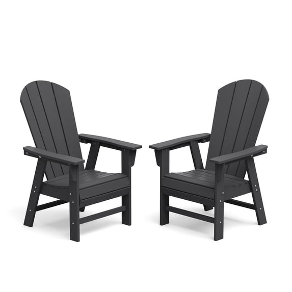 WestinTrends Malibu Adirondack Patio Dining Chairs, All-Weather Poly Lumber, Ergonomic Seat, 330-lb Capacity (Set of Two) , Gray