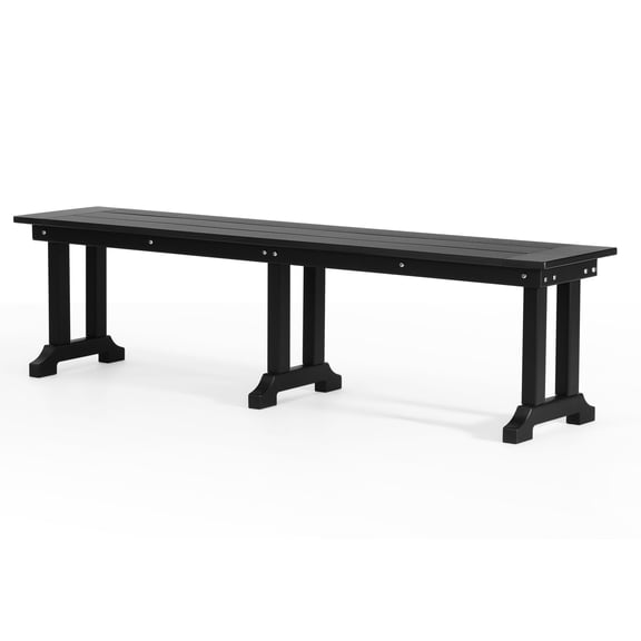 WestinTrends HDPE Plastic Slatted Top Design and Easy Assembly Dining Trestle Bench Black