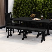 WestinTrends HDPE Plastic Slatted Top Design and Easy Assembly Dining Trestle Bench Black