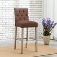 thumbnail image 1 of WestinTrends Hayes Bar Chairs, Linen Upholstered Button Tufted Kitchen Island Chairs Bar Height Stools Solid Wood Legs, Brown, 1 of 11