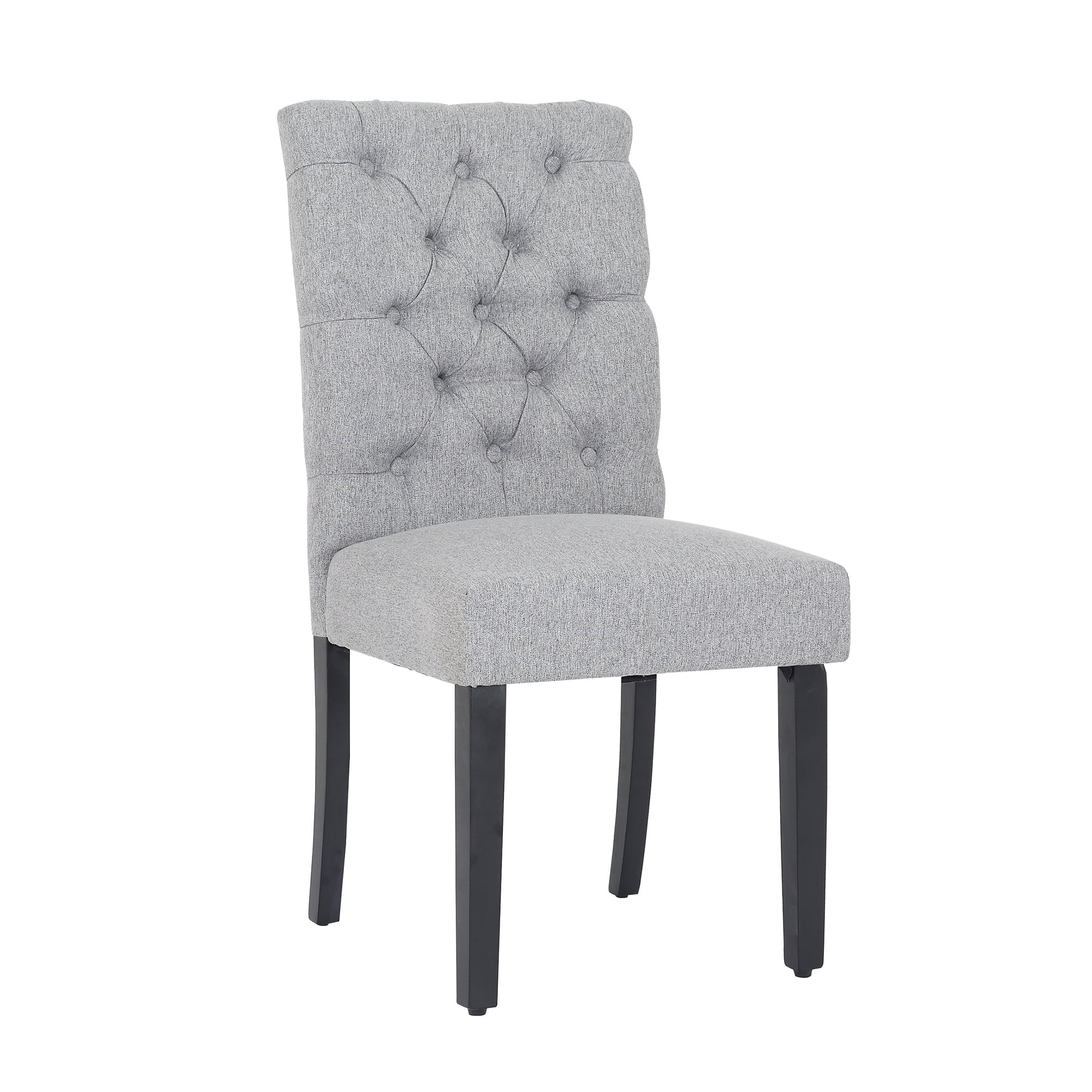 Gray Linen Upholstered Tufted High Back Dining Side Chair