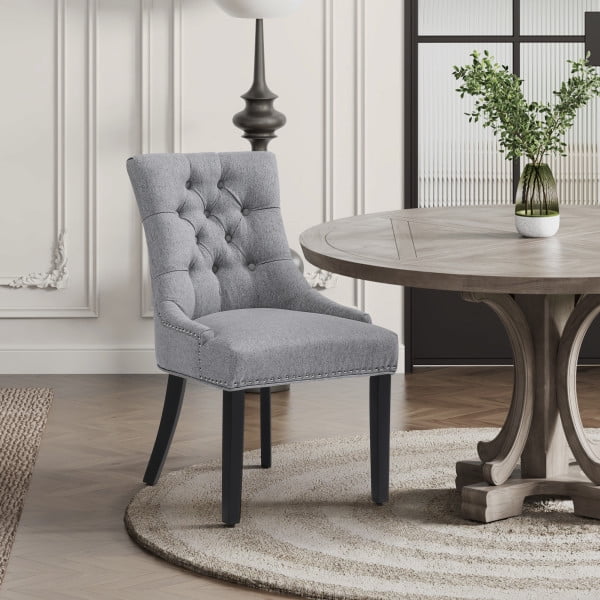 WestinTrends Hayes Upholstered Dining Chairs, Linen Fabric Modern ...