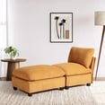 thumbnail image 1 of WestinTrends Hearthside 68.5" Corduroy Upholstered Indoor Chaise Lounge Chair, Mustard, 1 of 16
