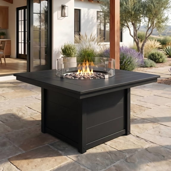 WestinTrends Helios 42" Modern Outdoor Patio Propane Square Fire Pit Table, Black