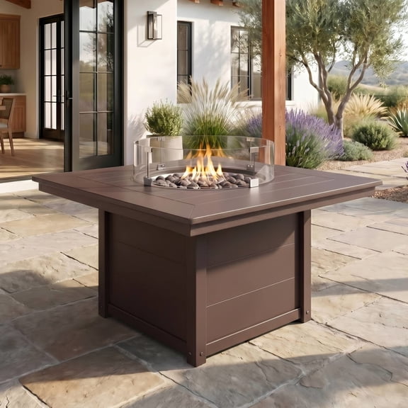 WestinTrends Helios 42" Modern Outdoor Patio Propane Square Fire Pit Table, Dark Brown