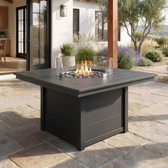 WestinTrends Helios 42" Modern Outdoor Patio Propane Square Fire Pit Table, Gray
