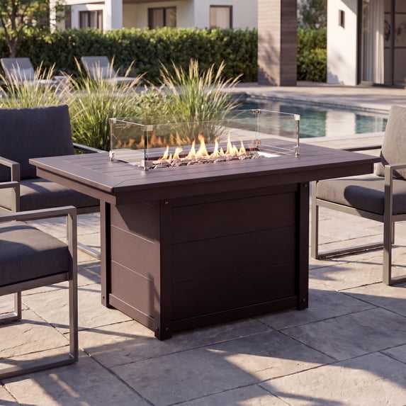 WestinTrends Helios 46" Modern Outdoor 55,000 BTU Patio Gas Propane Rectangle Deck Fire Pit Table (Rocks Not Included), Dark Brown