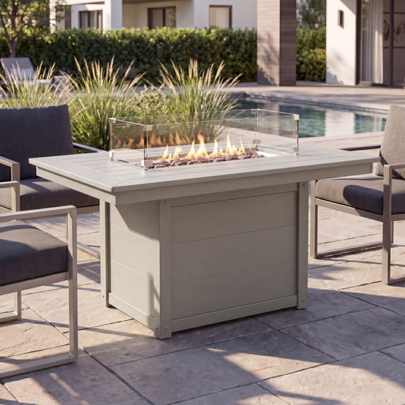 WestinTrends Helios 46" Modern Outdoor 55,000 BTU Patio Gas Propane Rectangle Deck Fire Pit Table (Rocks Not Included), Sand