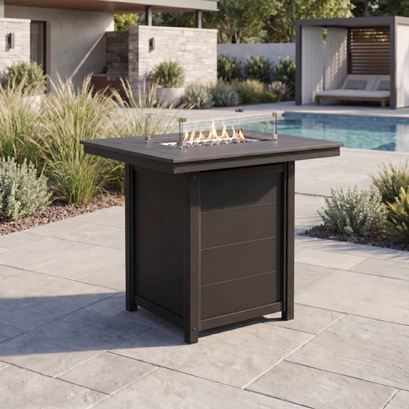WestinTrends Helios 46" Modern Outdoor Patio Gas Propane Rectangle Fire Pit Table, Black