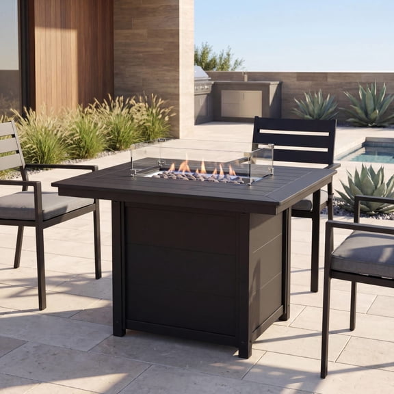 WestinTrends Helios 46" Modern Outdoor Patio Gas Propane Rectangular Fire Pit Table, Black