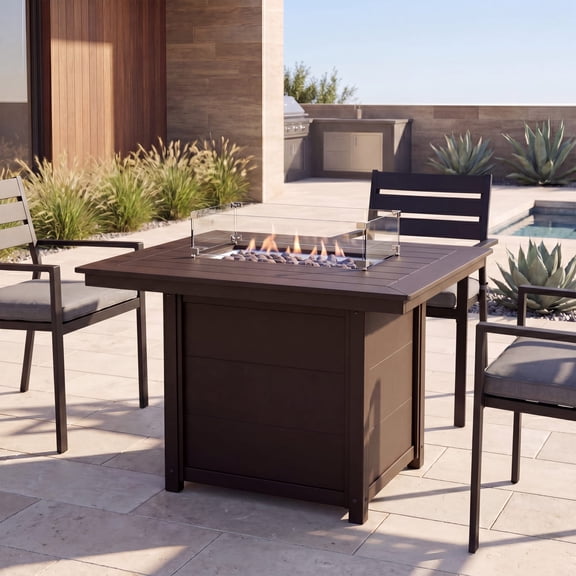 WestinTrends Helios 46" Modern Outdoor Patio Gas Propane Rectangular Fire Pit Table, Dark Brown