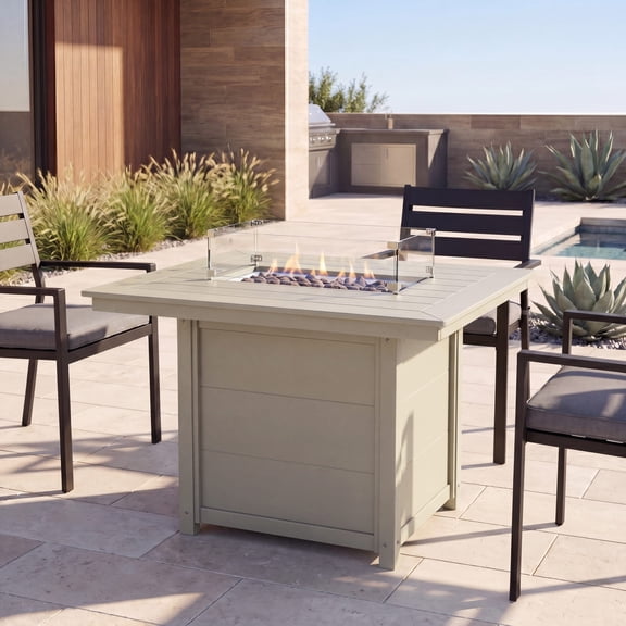 WestinTrends Helios 46" Modern Outdoor Patio Gas Propane Rectangular Fire Pit Table, Sand