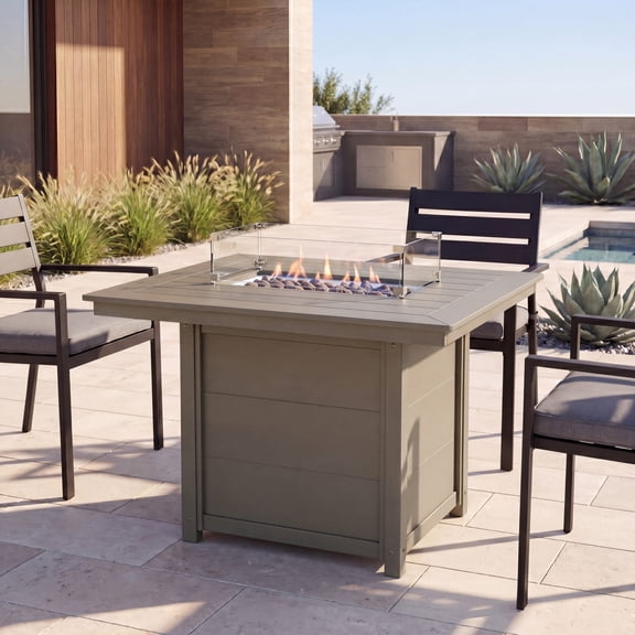 WestinTrends Helios 46" Modern Outdoor Patio Gas Propane Rectangular Fire Pit Table, Weathered Wood