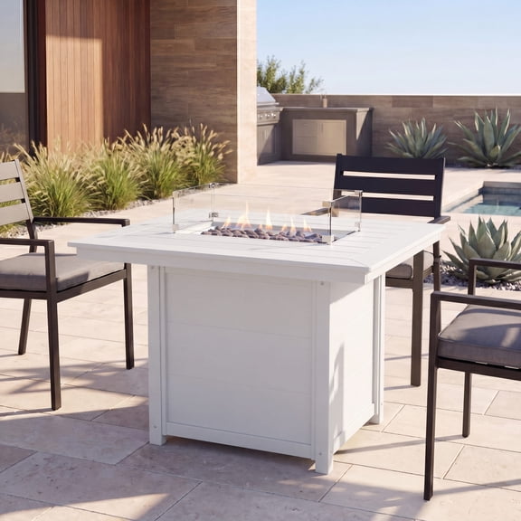 WestinTrends Helios 46" Modern Outdoor Patio Gas Propane Rectangular Fire Pit Table, White