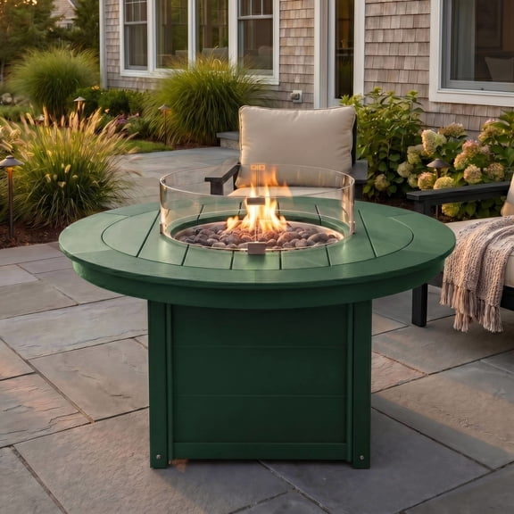 WestinTrends Helios 47" Modern Outdoor 55,000 BTU Patio Propane Round Fire Pit Table (Rocks Not Included), Dark Green