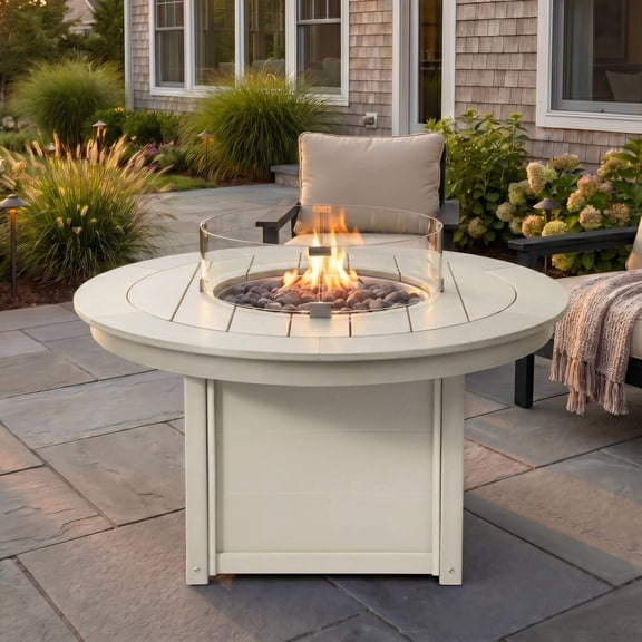 WestinTrends Helios 47" Modern Outdoor 55,000 BTU Patio Propane Round Fire Pit Table, Sand