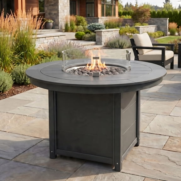 WestinTrends Helios 47" Modern Outdoor Patio Propane Gas Round Fire Pit Table, Gray