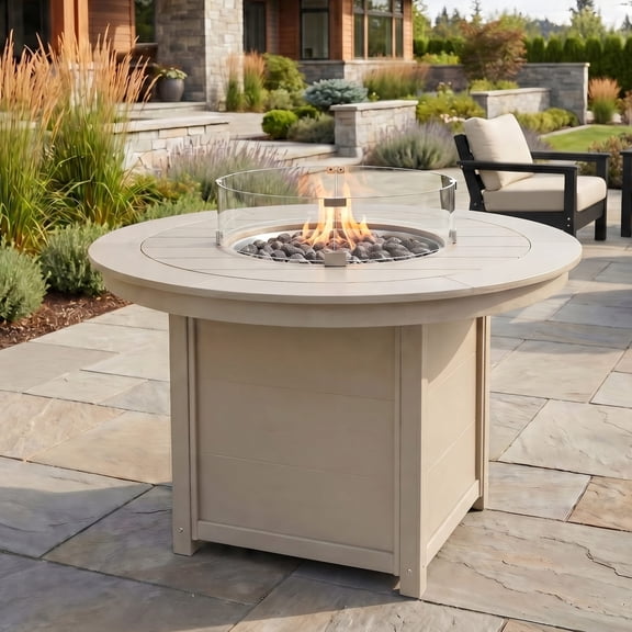 WestinTrends Helios 47" Modern Outdoor Patio Propane Gas Round Fire Pit Table, Sand