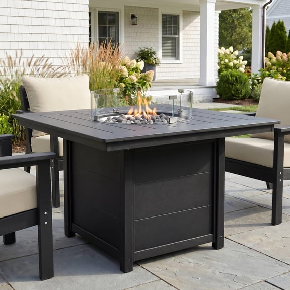 WestinTrends Helios Modern Outdoor Patio Propane 42" Square Fire Pit Table, Black