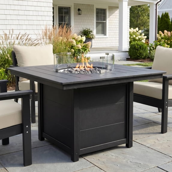 WestinTrends Helios Modern Outdoor Patio Propane 42" Square Fire Pit Table (Rocks Not Included), Black