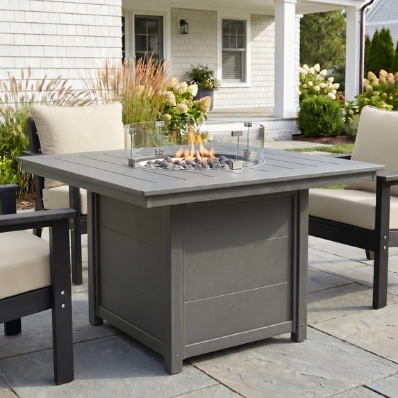 WestinTrends Helios Modern Outdoor Patio Propane 42" Square Fire Pit Table (Rocks Not Included), Gray