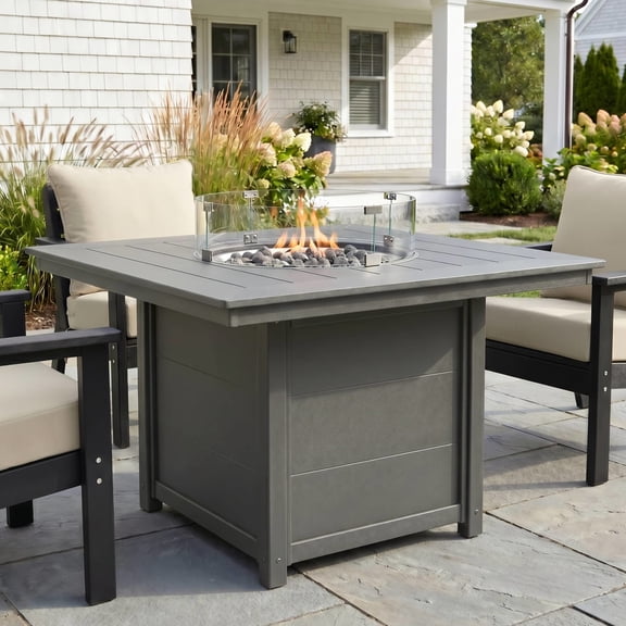 WestinTrends Helios Modern Outdoor Patio Propane 42" Square Fire Pit Table, Gray