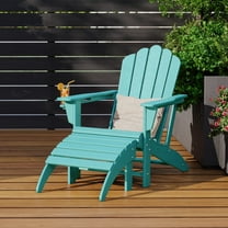WestinTrends Highland 2-Piece Outdoor Patio HDPE Adirondack Chair With Ottoman and Cup Holder Set, Turquoise