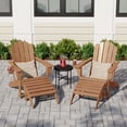 thumbnail image 1 of WestinTrends Highland 4-Piece Outdoor Patio HDPE Adirondack Chairs With Ottomans and Cup Holder Set, Teak, 1 of 8