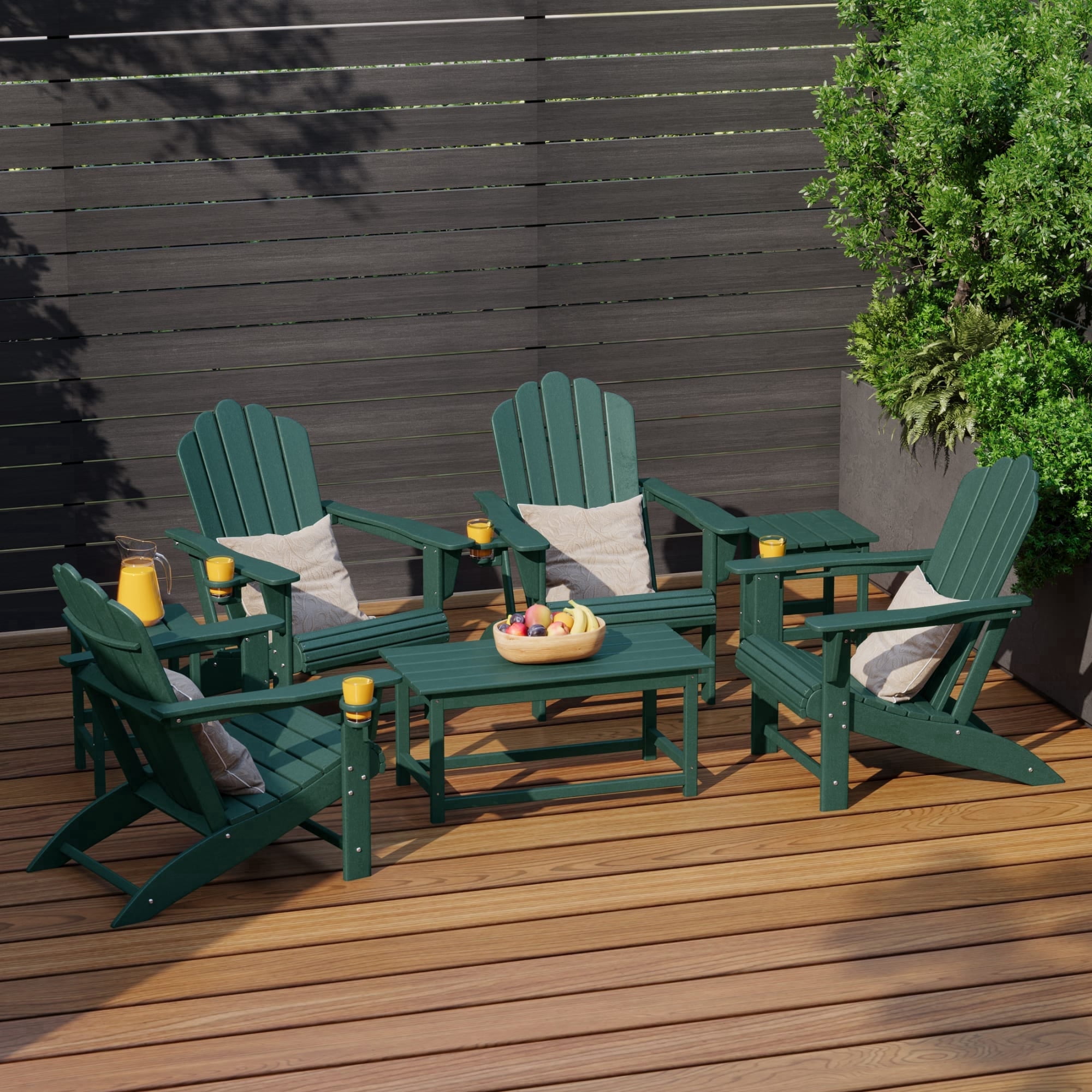 WestinTrends Highland 7-Piece HDPE Outdoor Patio Furniture Adirondack Conversation Set, Dark Green