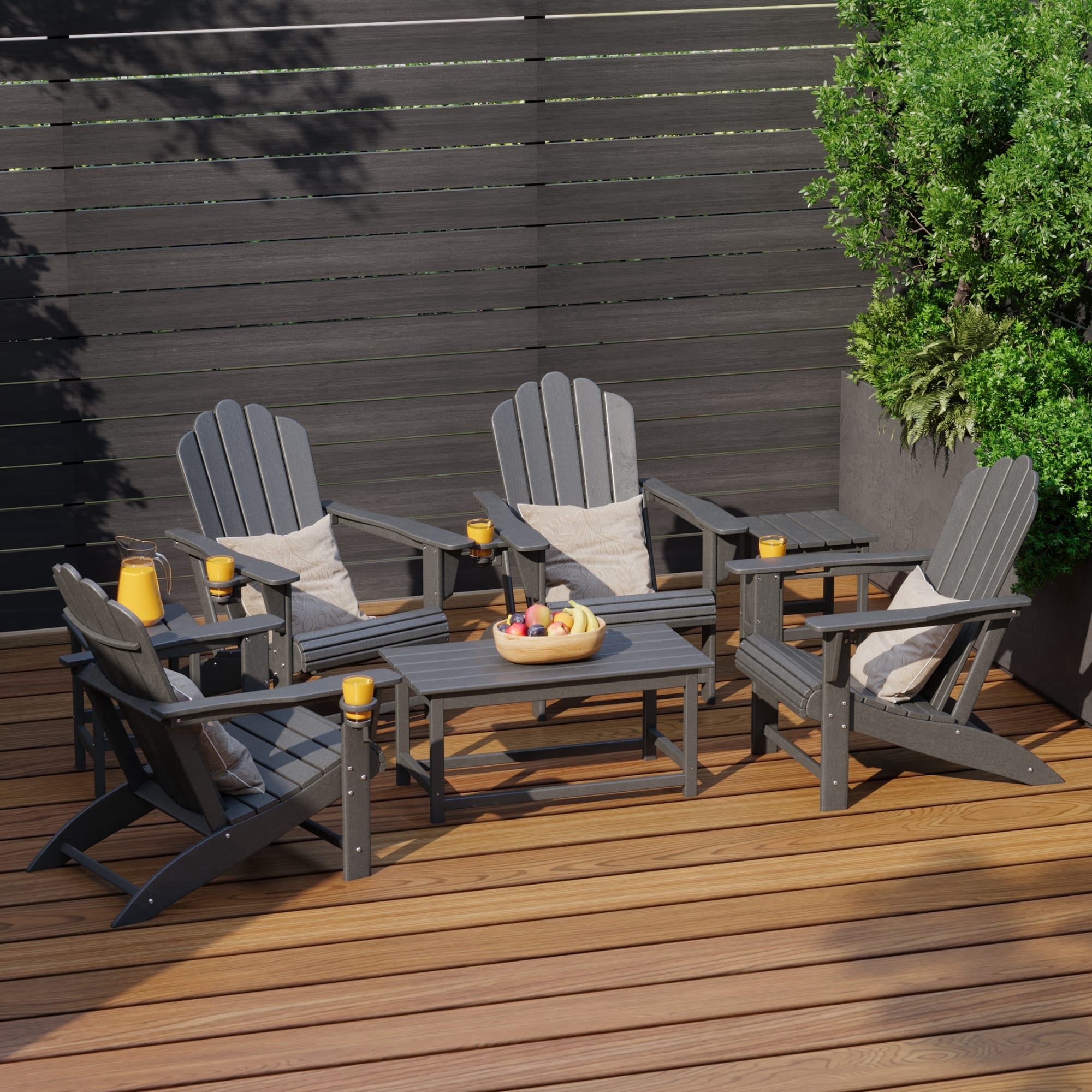 WestinTrends Highland 7-Piece HDPE Outdoor Patio Furniture Adirondack Conversation Set, Gray