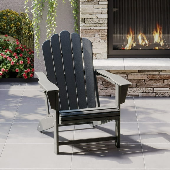 WestinTrends Highland Outdoor Patio HDPE Adirondack Chair With Cup Holder, Gray