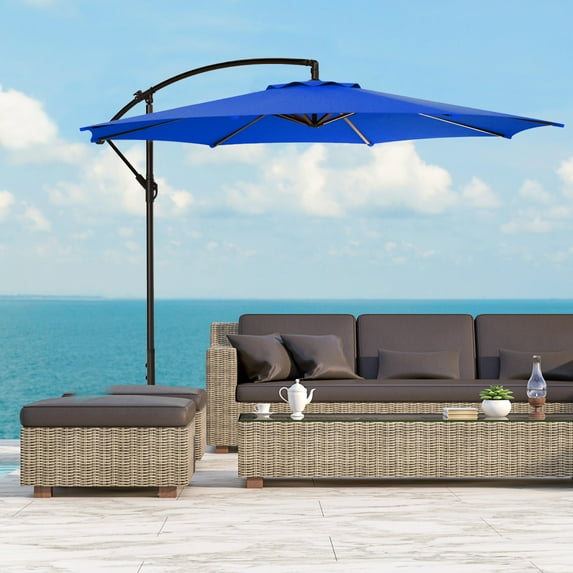 WestinTrends Julia 10 Ft Cantilever Umbrella Outdoor Patio Shade Market Hanging Offset Umbrella with Infinite Tilt and Easy Open Crank Lift, Royal Blue