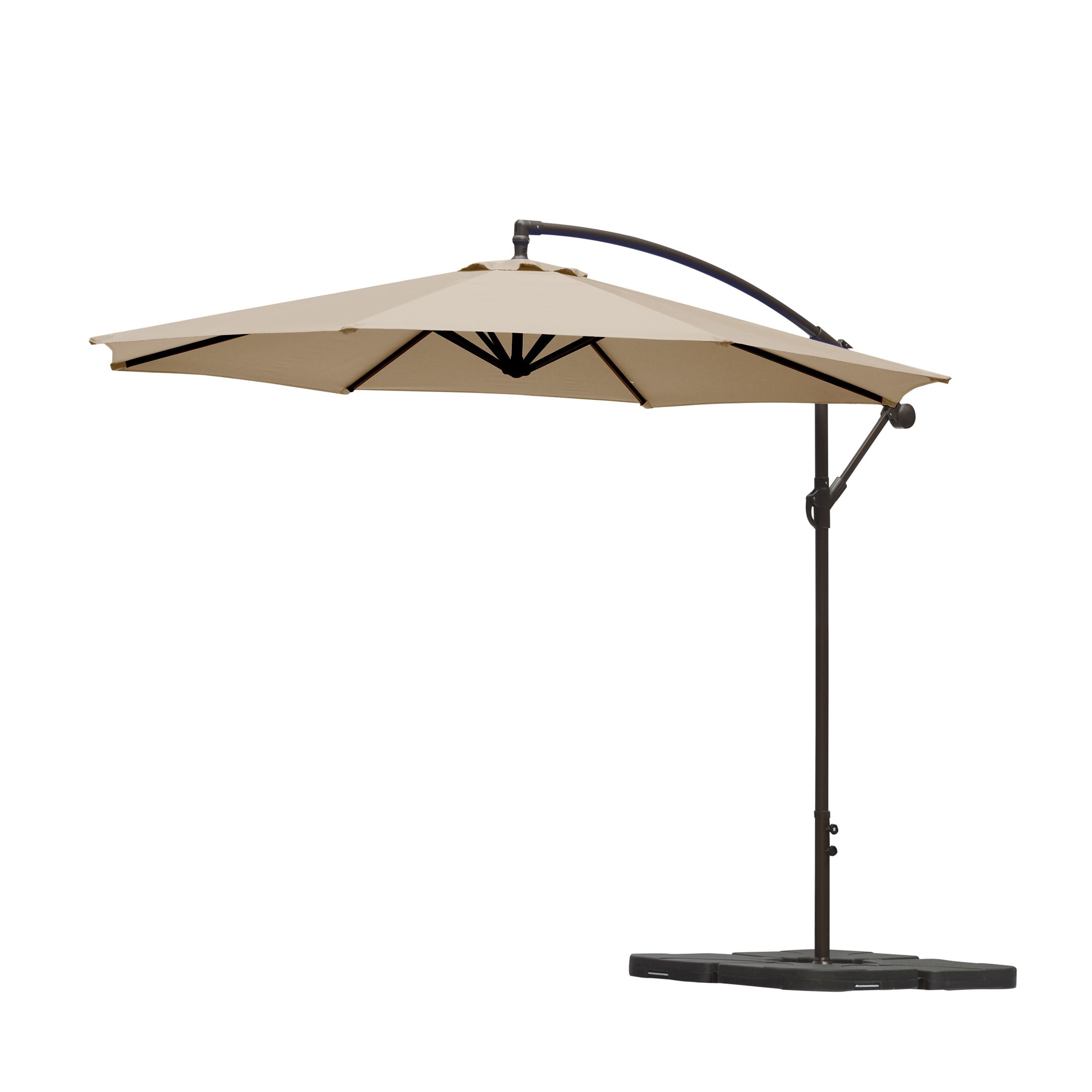 10 Ft Beige Polyester Cantilever Patio Umbrella with Steel Pole