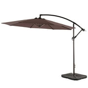 WestinTrends Julia 10 Ft Outdoor Patio Cantilever Umbrella with Base Included, Market Hanging Offset Umbrella with 4-Pieces Fillable Base Weight, Coffee