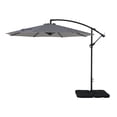 thumbnail image 1 of WestinTrends Julia 10 Ft Outdoor Patio Cantilever Umbrella with Base Included, Market Hanging Offset Umbrella with 4-Pieces Fillable Base Weight, Gray/White Stripe, 1 of 8