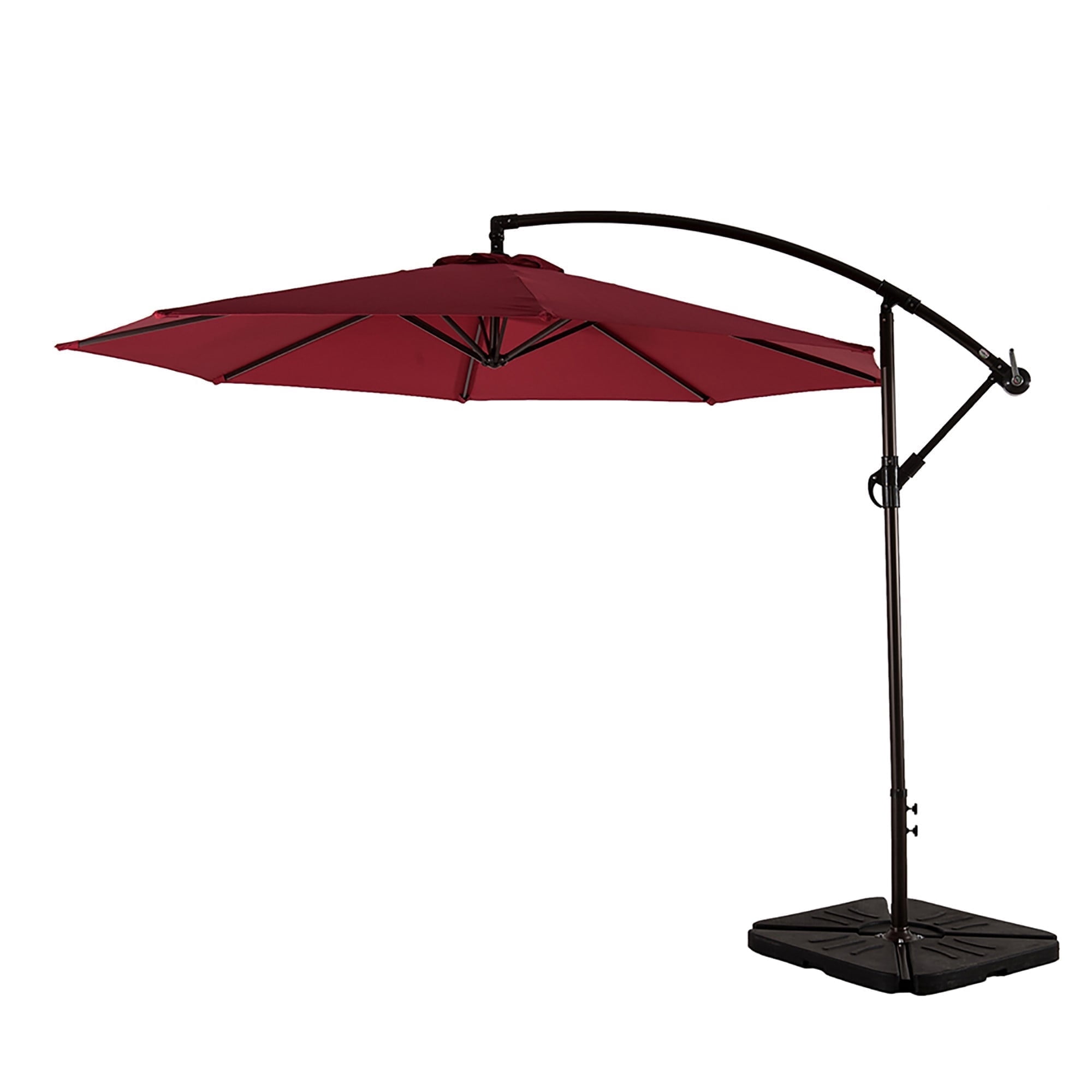 WestinTrends Julia 10 Ft Outdoor Patio Cantilever Umbrella with Base Included, Market Hanging Offset Umbrella with 4-Pieces Fillable Base Weight, Red