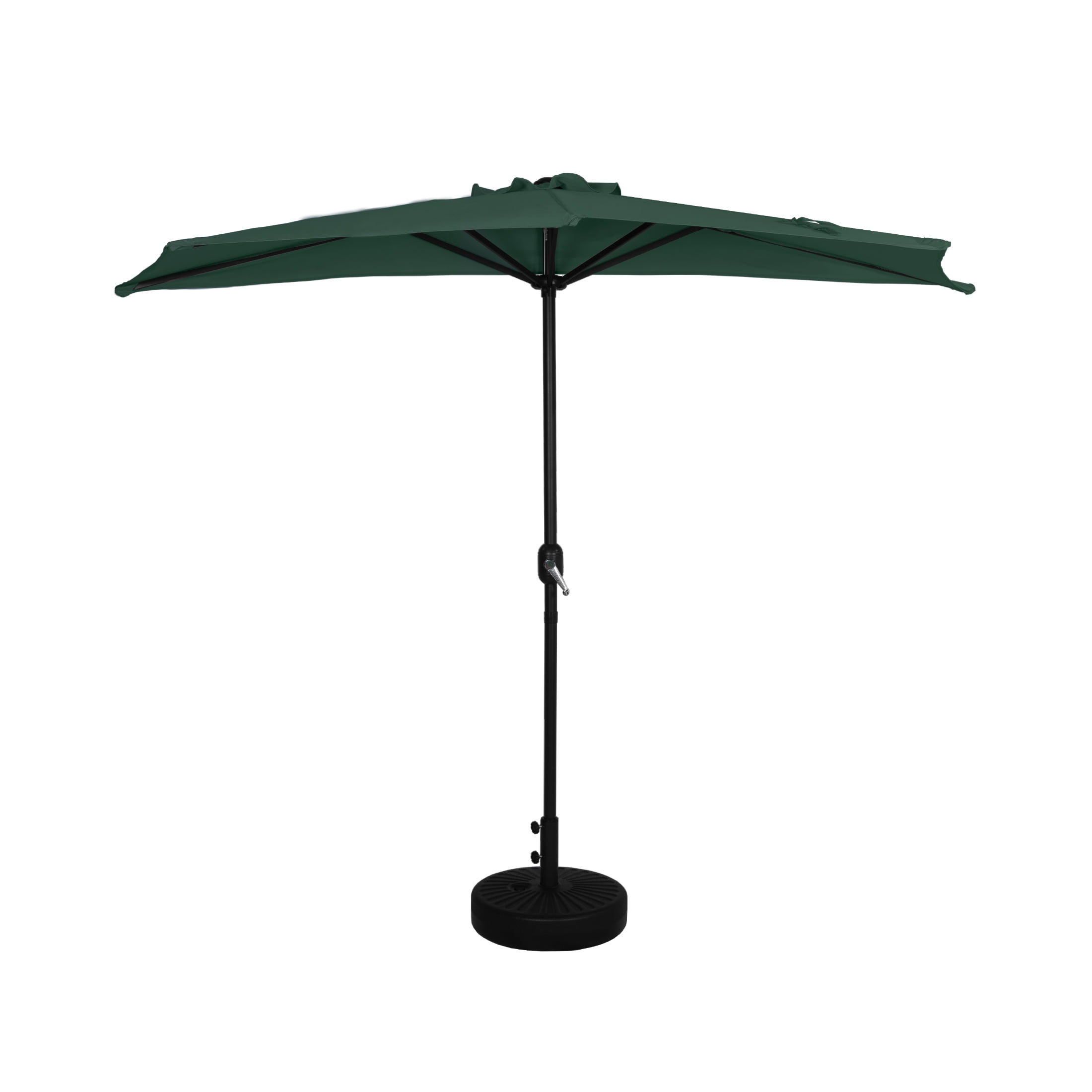 9 ft Dark Green Polyester Half Market Patio Umbrella with Aluminum Pole
