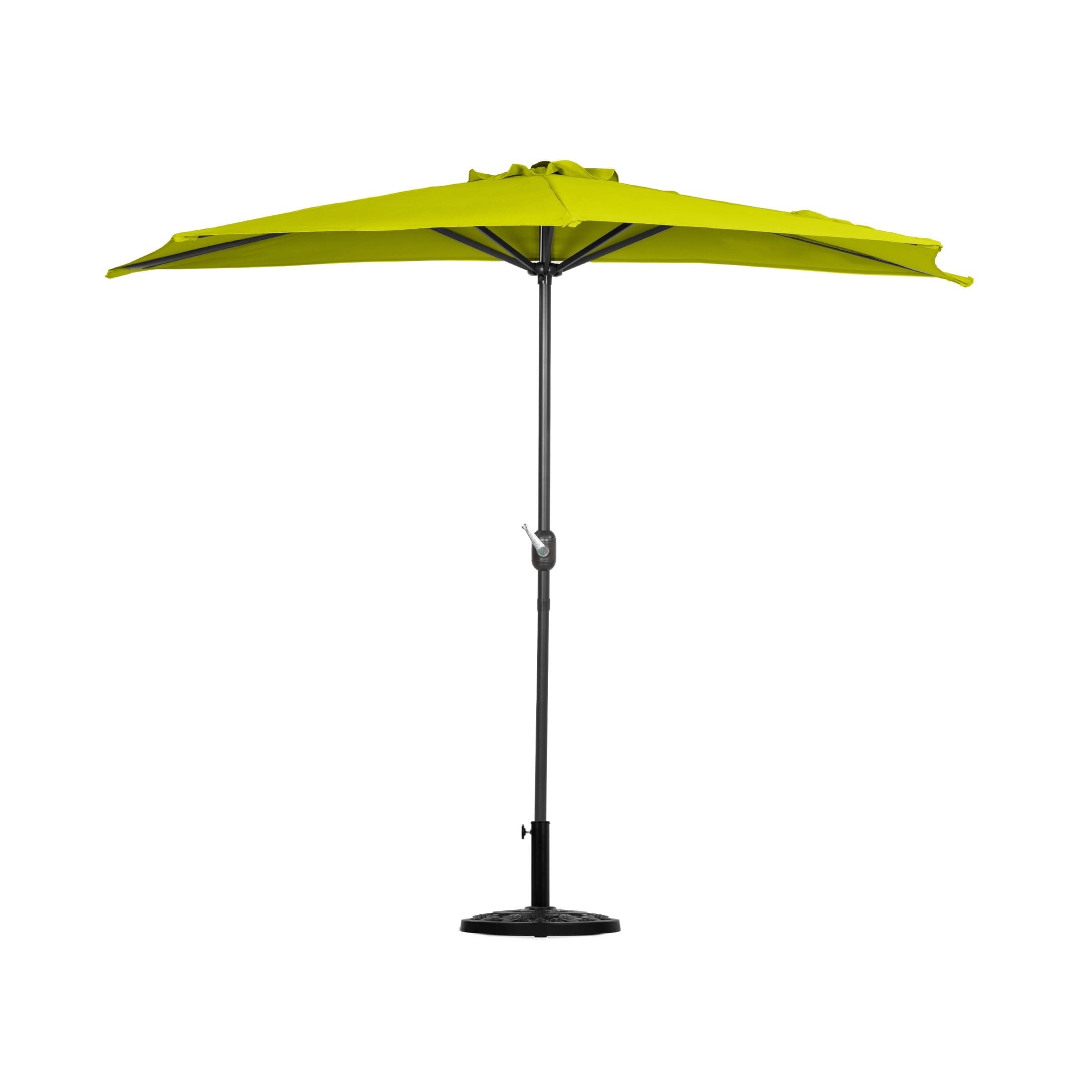 WestinTrends Lanai 9 Ft Outdoor Patio Half Umbrella with Base Include, Small Grill Deck Porch Balcony Shade Umbrella with Crank, 20 Lbs Half Round Base, Lime Green