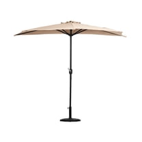 WestinTrends Lanai 9 Ft Outdoor Patio Half Umbrella with Base Include, Small Grill Deck Porch Balcony Shade Umbrella with Crank, 20 Lbs Half Round Base, Beige