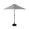 thumbnail image 1 of WestinTrends Lanai 9 Ft Outdoor Patio Half Umbrella with Base Include, Small Grill Deck Porch Balcony Shade Umbrella with Crank, 20 inch Fillable Round Base, Black/White, 1 of 6