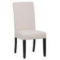 WestinTrends Linox Upholstered Dining Room Chairs, Modern Parsons Chair Linen Fabric Kitchen Dining Table Chairs with Solid Wood Legs, Beige