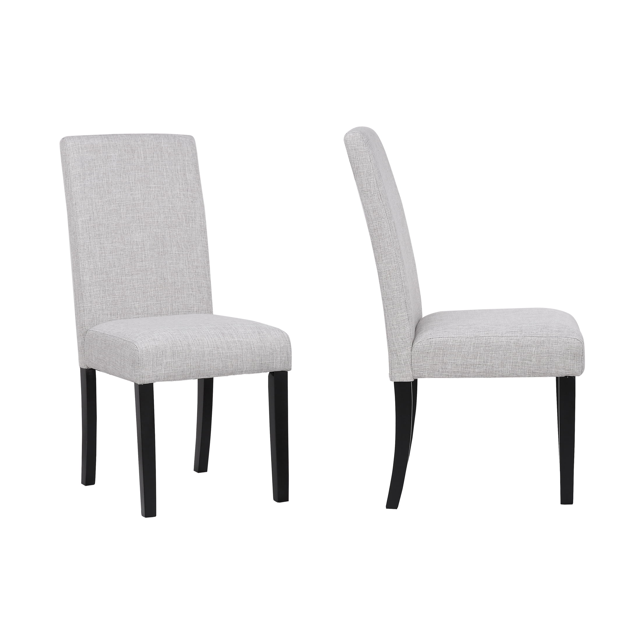 Light Gray Upholstered Linen Parsons Side Chair with Wood Legs