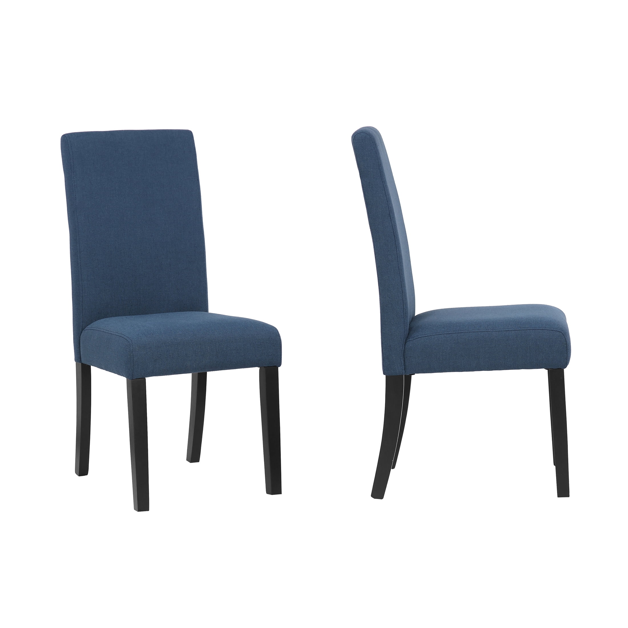 Blue Upholstered Parsons Dining Side Chair with Rubberwood Legs