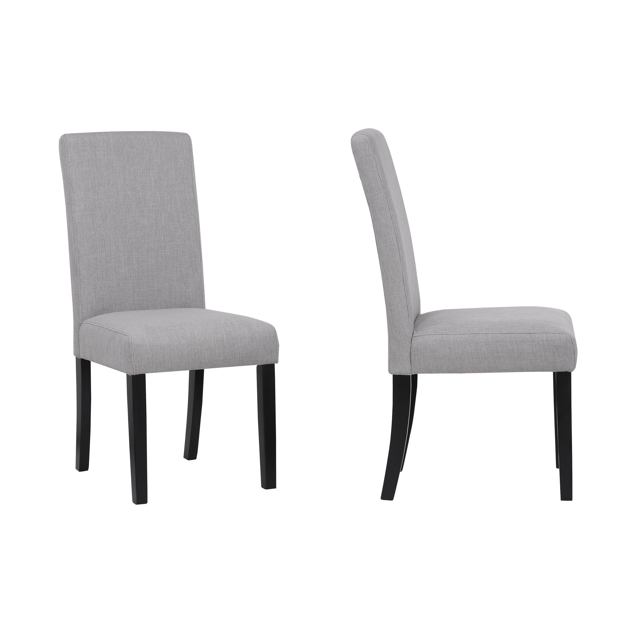 Gray Linen Upholstered Parsons Dining Side Chair with Rubberwood Legs