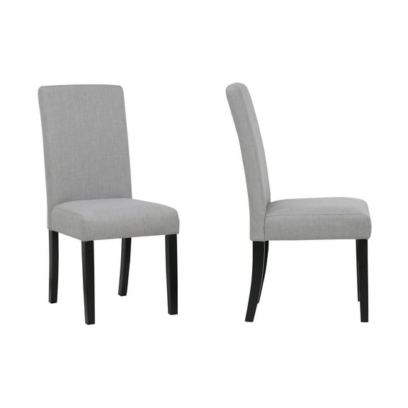 WestinTrends Linox Upholstered Dining Room Chairs Set of 2, Modern Parsons Chair Linen Fabric Kitchen Dining Table Chairs with Solid Wood Legs, Gray