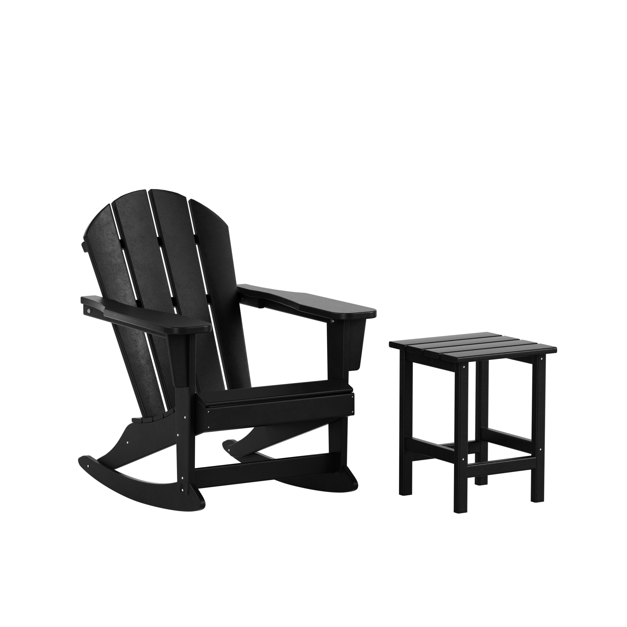 WestinTrends Malibu 2 Piece Outdoor Rocking Chair Set, All Weather Poly Lumber Porch Patio Adirondack Rocking Chair with Side Table, Black - image 1 of 8