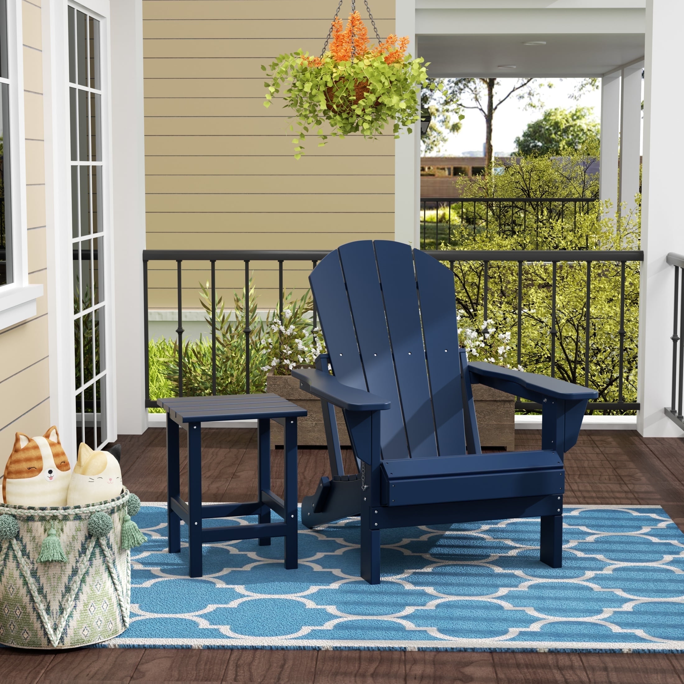 WestinTrends Malibu Adirondack Tavolino Da Giardino 2 Ripiani HDPE 91,4 Cm - Blu Navy